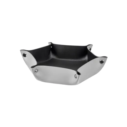 Zdjęcie Ośmiokątny skórzany organizer na drobiazgi w kolorze szarym