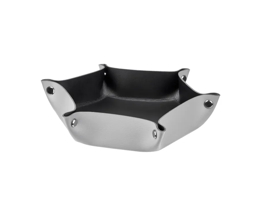 obrazek 1 Ośmiokątny skórzany organizer na drobiazgi w kolorze szarym