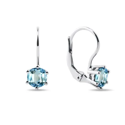 Zdjęcie Kolczyki wykonane z białego złota z okrągłymi topazami KLENOTA