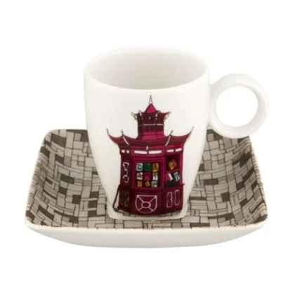 Zdjęcie Stylowa porcelanowa filiżanka do kawy ze spodkiem - Vista Alegre