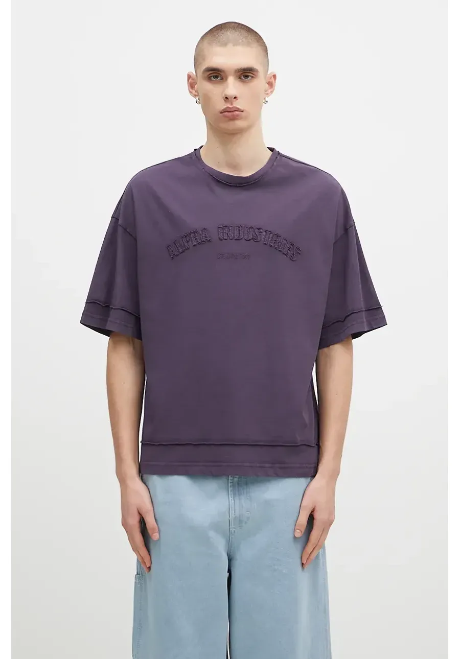 obrazek 1 Alpha Industries t-shirt bawełniany Open Edge męski kolor fioletowy z aplikacją 148505