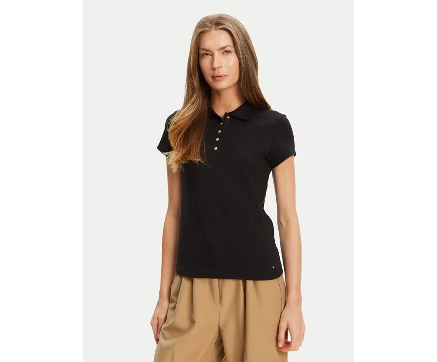 obrazek 1 Tommy Hilfiger Polo Gold Button WW0WW45768 Czarny Slim Fit