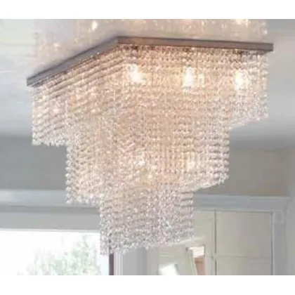 Zdjęcie Prostokątna lampa sufitowa z przezroczystymi kryształkami Asfour - Il Paralume Marina