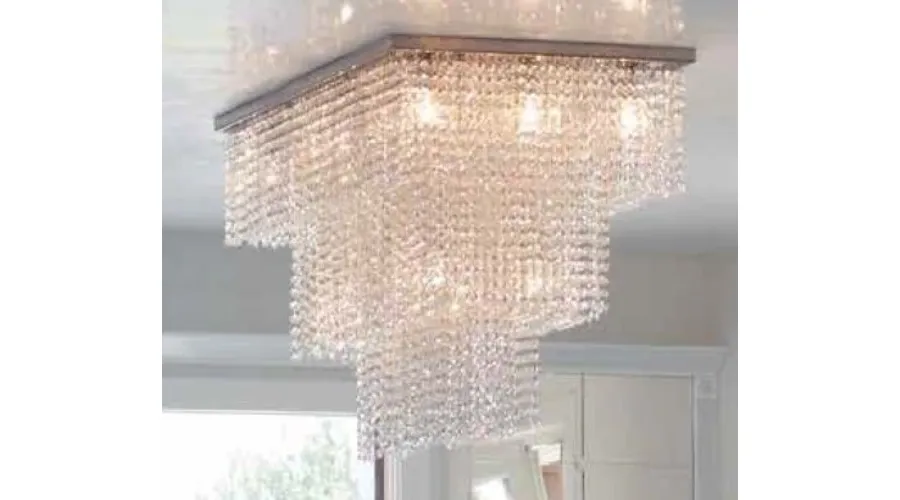 obrazek 1 Prostokątna lampa sufitowa z przezroczystymi kryształkami Asfour - Il Paralume Marina