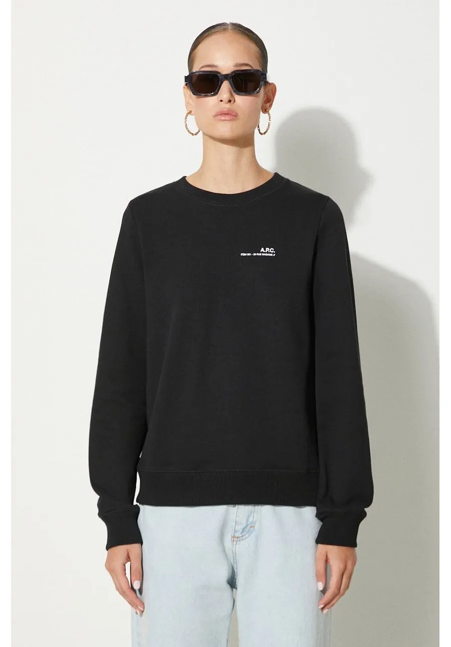 obrazek 1 A.P.C. bluza bawełniana Sweat Item F damska kolor czarny z nadrukiem COEAS.F27663-VIOLET