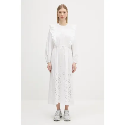 Zdjęcie A.P.C. sukienka bawełniana Robe Ginger kolor biały midi rozkloszowana COHFF.F35154