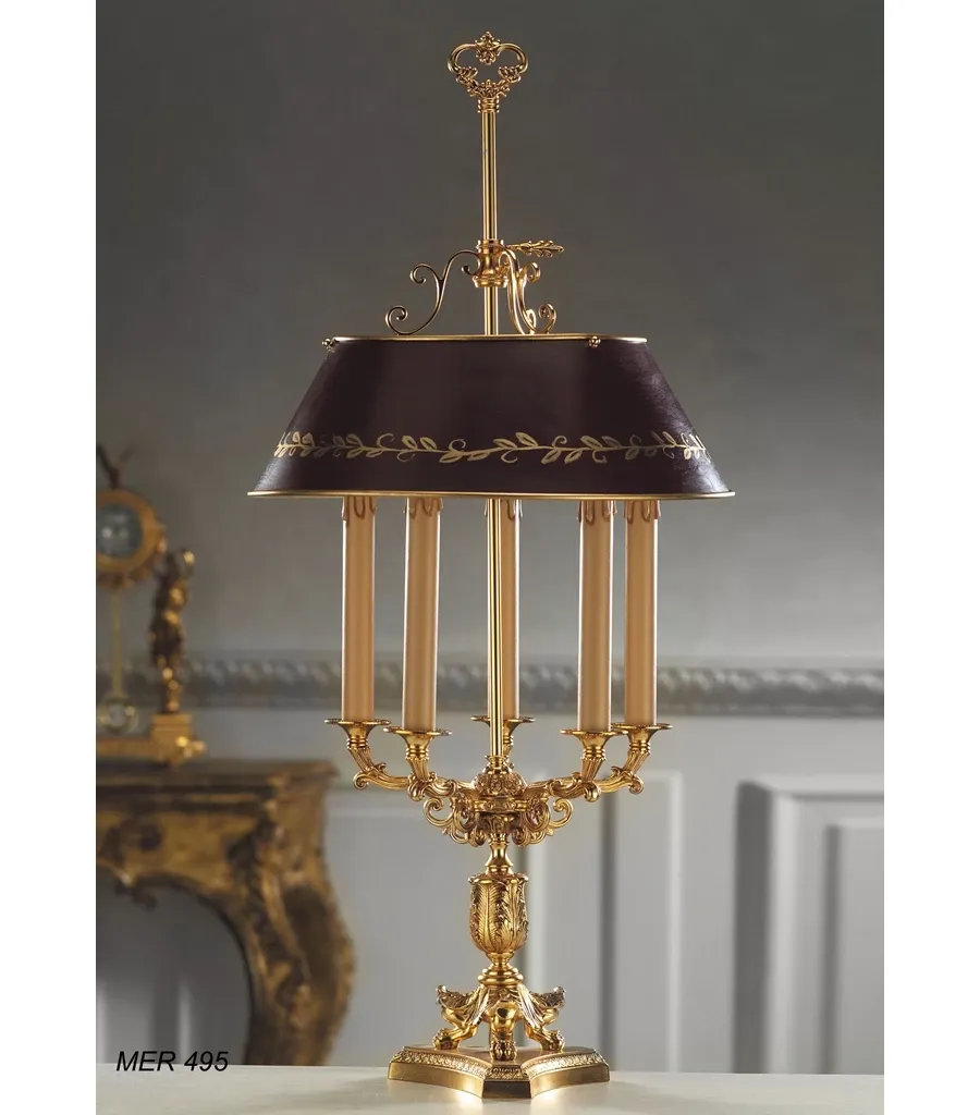obrazek 1 Francuska lampa stołowa model Bouilotte w pozłacanym brązie