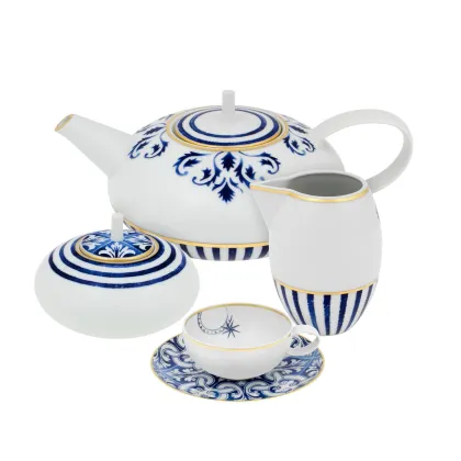 Zdjęcie Duży porcelanowy zestaw do herbaty z unikatowej kolekcji Transatlântica - Vista Alegre
