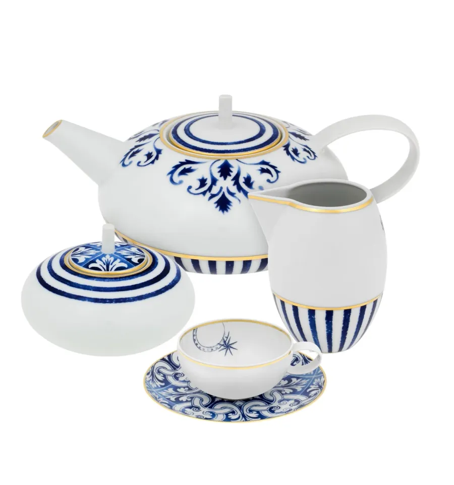 obrazek 1 Duży porcelanowy zestaw do herbaty z unikatowej kolekcji Transatlântica - Vista Alegre