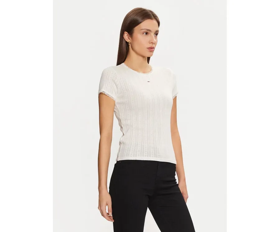 obrazek 1 Tommy Jeans T-Shirt DW0DW19493 Écru Slim Fit