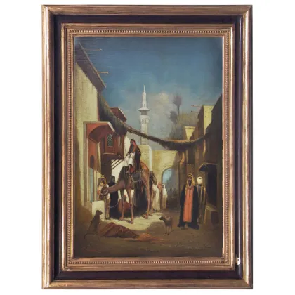 Zdjęcie Stylowy obraz ukazujący krajobraz arabski 70x50 cm w obramowaniu - Francoise Vigneron