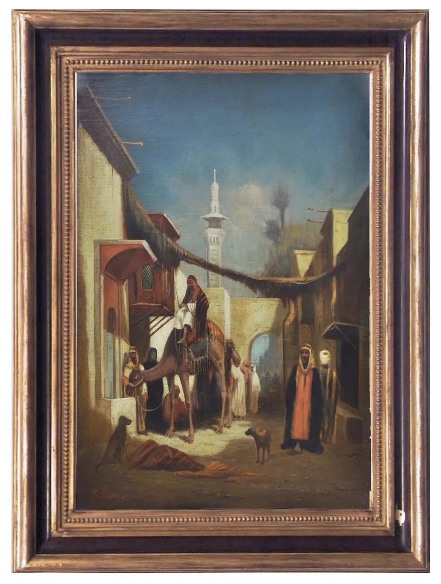 obrazek 1 Stylowy obraz ukazujący krajobraz arabski 70x50 cm w obramowaniu - Francoise Vigneron