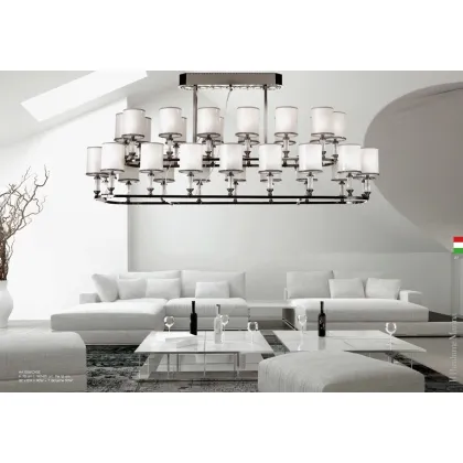 Zdjęcie Żyrandol 32-lampowy z mosiądzu z zaokrąglonymi rogami - Il Paralume Marina