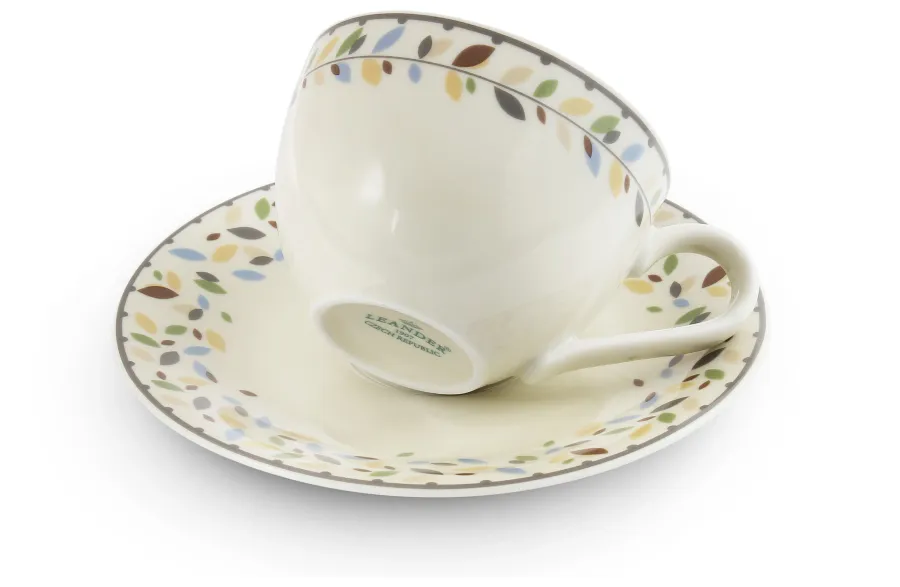 obrazek 2 Stylowa porcelanowa filiżanka ze spodkiem w kolorze kości słoniowej z  kolekcji NatureLine - wariant 1 – Leander