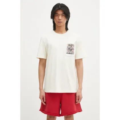 Zdjęcie Helmut Lang t-shirt bawełniany Pstcard T Bldng.Mal męski kolor beżowy z nadrukiem O10HM511