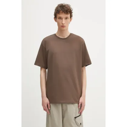 Zdjęcie The North Face t-shirt bawełniany Relaxed męski kolor brązowy z aplikacją NF0A8C351OI1