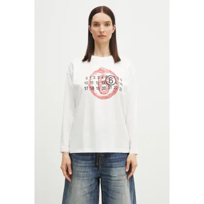 Zdjęcie MM6 Maison Margiela longsleeve bawełniany damskie kolor biały S62GD0197