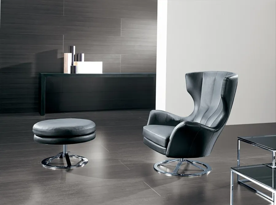 obrazek 2 Elegancki, wygodny, obrotowy skórzany fotel do salonu - Casadesus