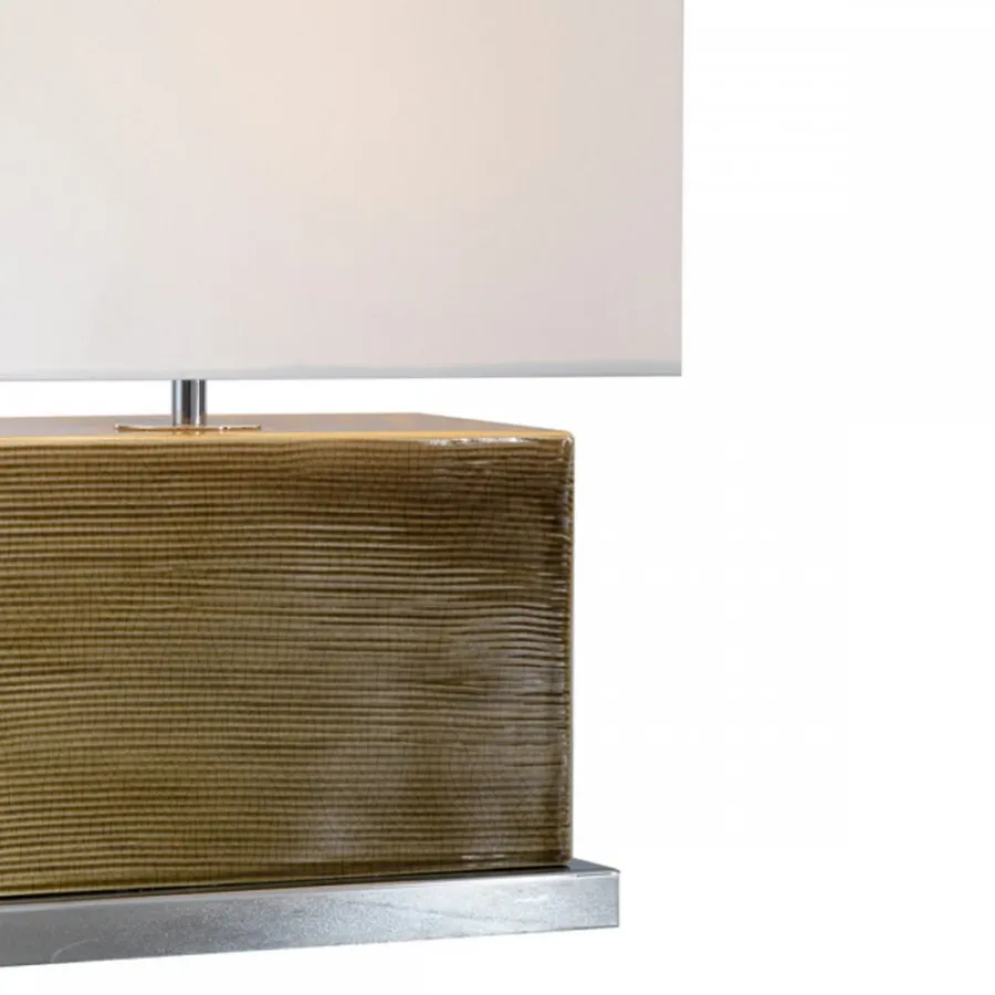 obrazek 2 Lampa stołowa z chromowaną mosiężną podstawą H.48xL.28xP.18 cm