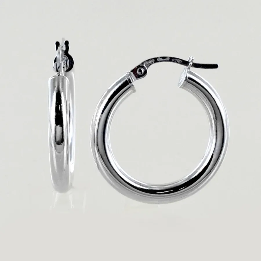 obrazek 5 Klasyczne okrągłe kolczyki z białego złota (22 mm)