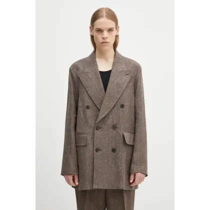 Zdjęcie Our Legacy marynarka lniana Sharp Db Blazer męska kolor brązowy M2250STC
