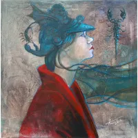 Zdjęcie Krzysztof Trzaska, obraz Skorpion z cyklu Znaki Zodiaku, akryl/płótno, 50x50, 2018