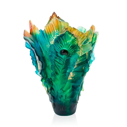 Zdjęcie Wyjątkowy wazon w formie piór pawia - Daum