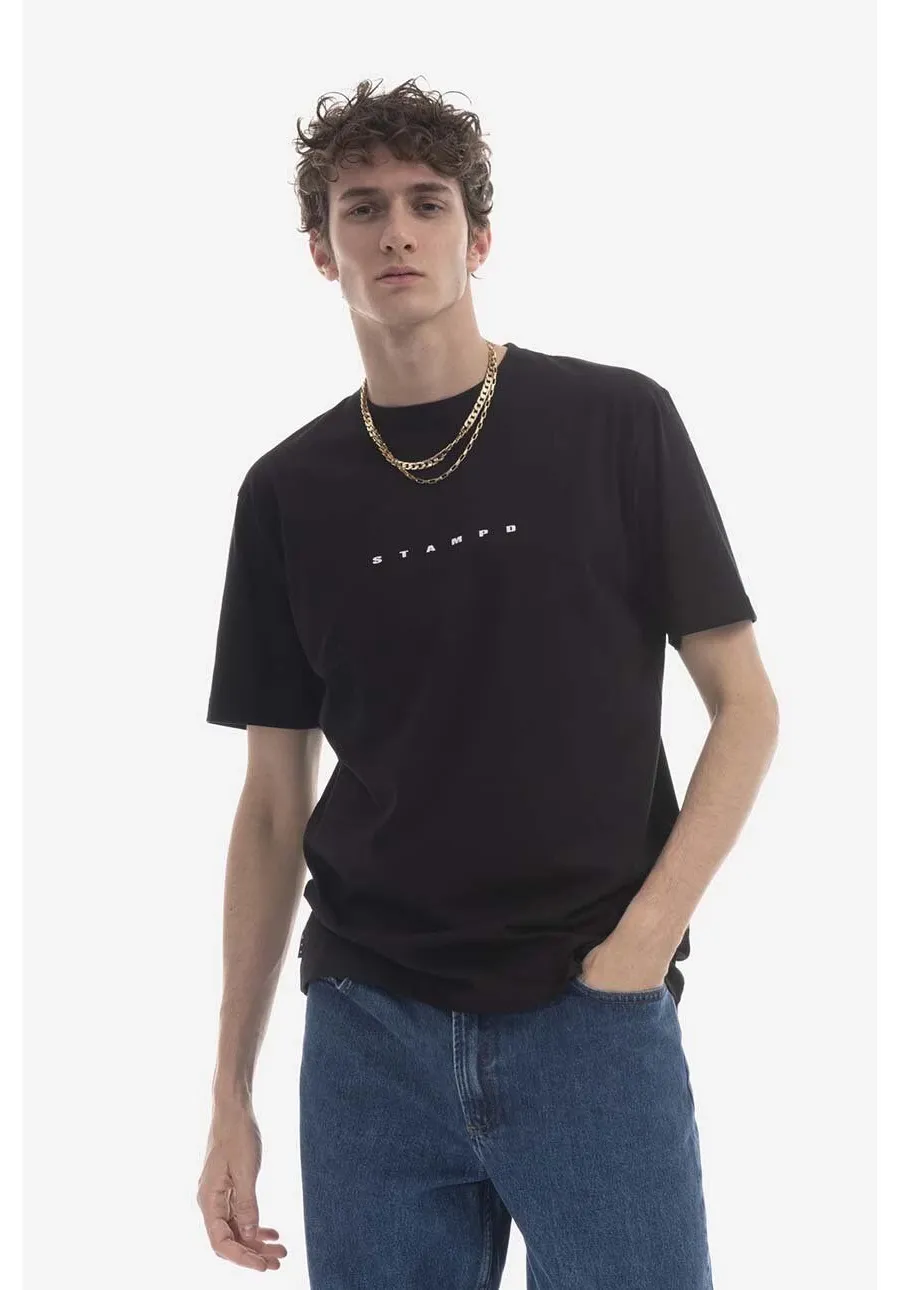 obrazek 1 STAMPD t-shirt bawełniany kolor czarny z nadrukiem SLA.M3047TE-WHT