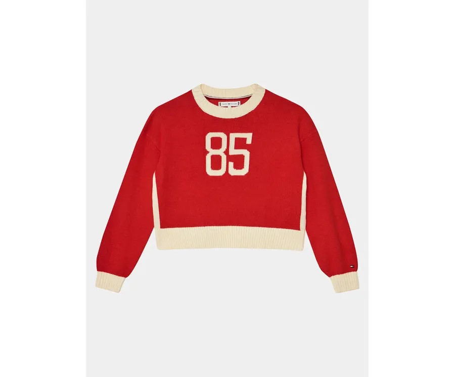 obrazek 1 Tommy Hilfiger Sweter 85 Varsity Sweater KG0KG07770 Czerwony Regular Fit