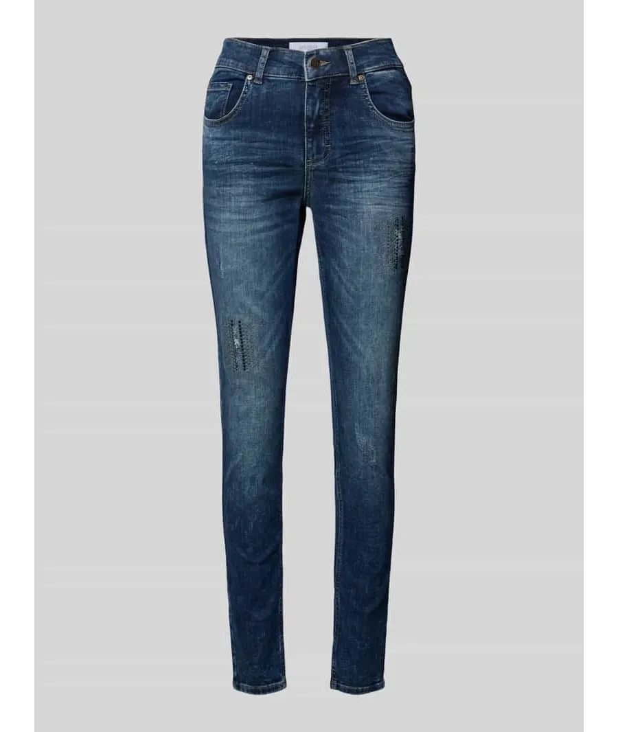obrazek 1 Jeansy o kroju skinny fit z przetarciami