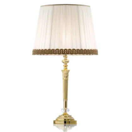 Picture Beautiful table lamp in cast brass and Asfour crystal with shade - Il Paralume Marina
