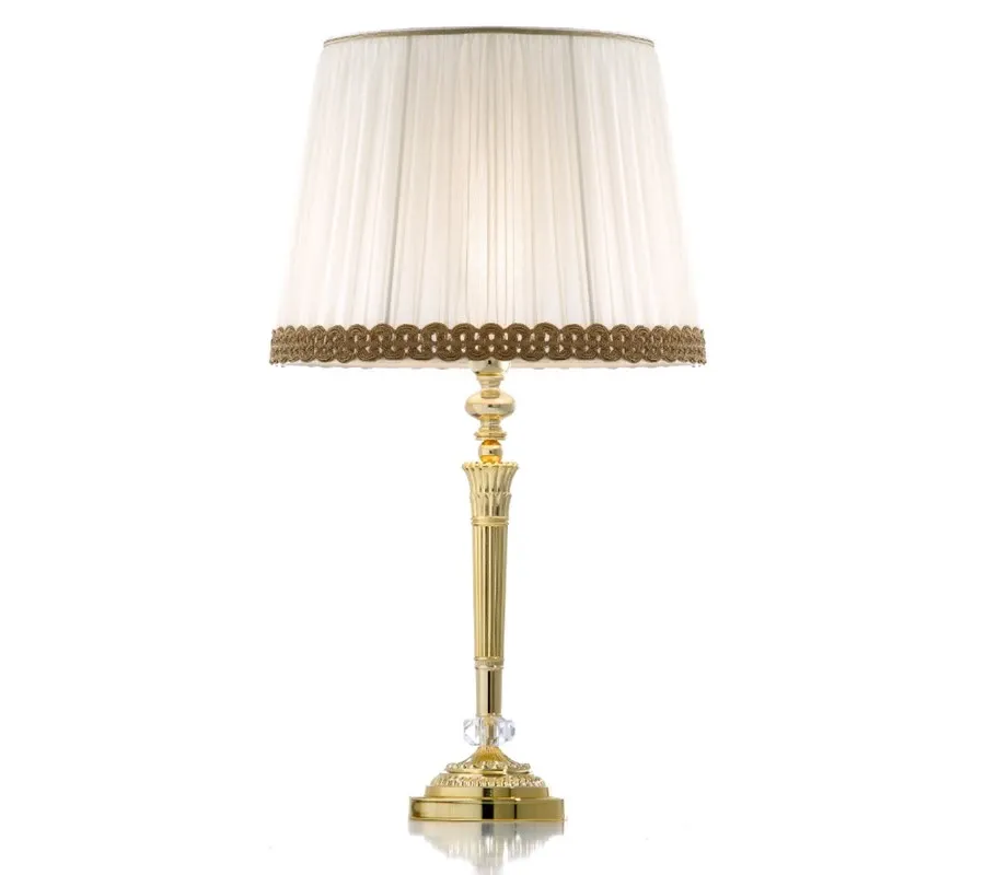 obrazek 1 Piękna lampa stołowa z odlewu mosiądzu i kryształu Asfour z kloszem - Il Paralume Marina