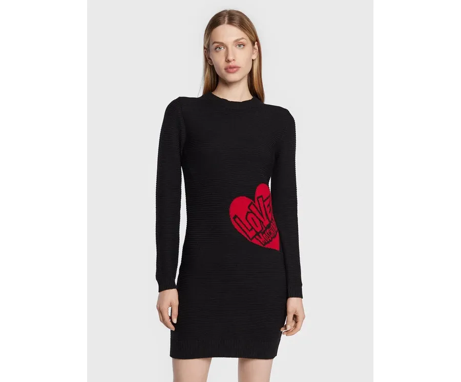 obrazek 1 LOVE MOSCHINO Sukienka dzianinowa WSE0810X A125 Czarny Regular Fit
