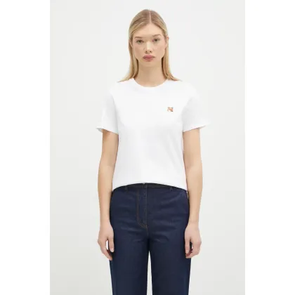 Zdjęcie Maison Kitsuné t-shirt bawełniany Fox Head Patch damski kolor biały LW00105KJ0008