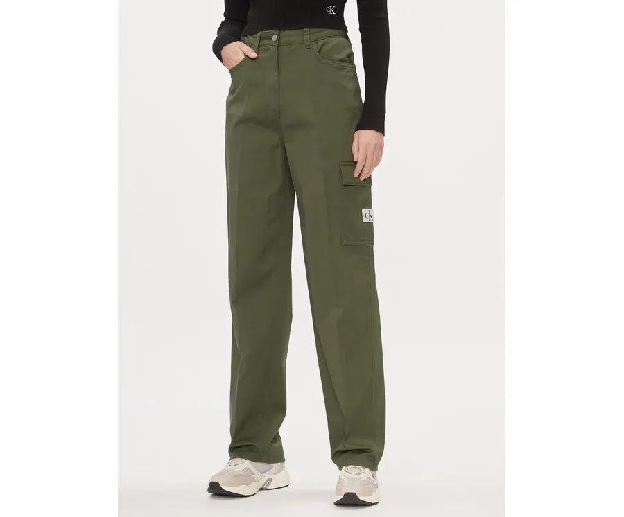 obrazek 1 Calvin Klein Jeans Spodnie materiałowe J20J221297 Zielony Straight Fit