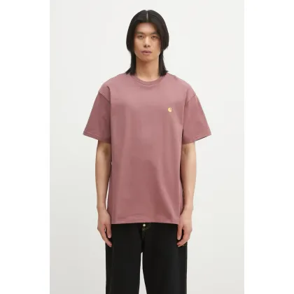 Zdjęcie Carhartt WIP t-shirt bawełniany S/S Chase T-Shirt męski kolor różowy gładki I026391.2Q7XX