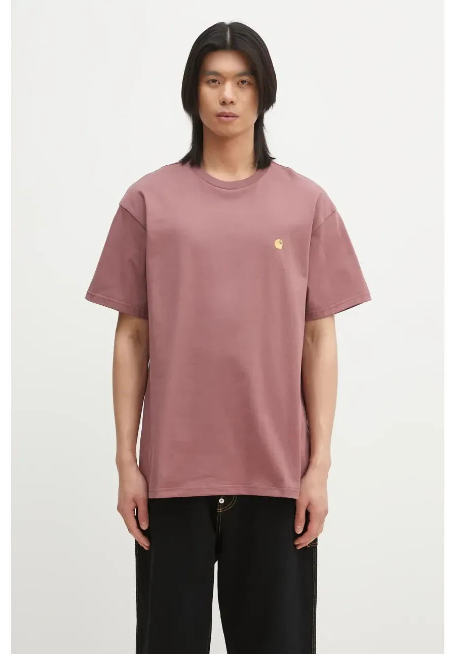 obrazek 1 Carhartt WIP t-shirt bawełniany S/S Chase T-Shirt męski kolor różowy gładki I026391.2Q7XX