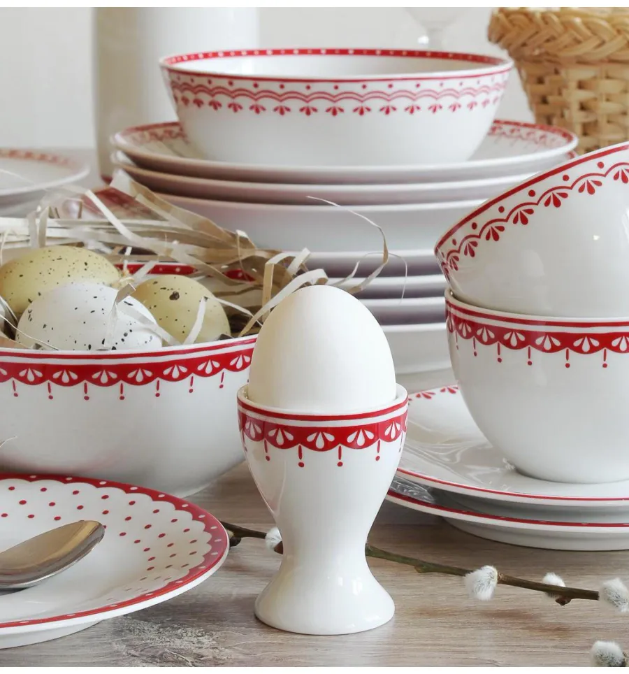 obrazek 2 Oryginalny porcelanowy kieliszek na jajko zdobiony subtelnym motywem - Leander