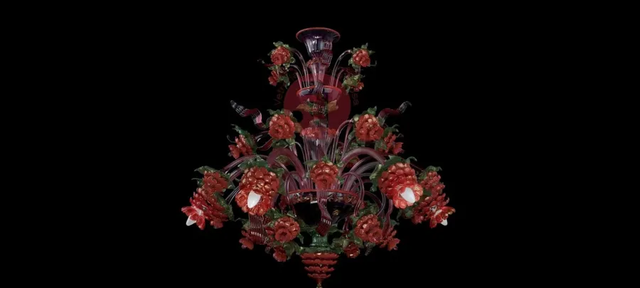 obrazek 1 Stylowy kwiatowy żyrandol ze szkła Murano - Vetreria Artistica Rosa