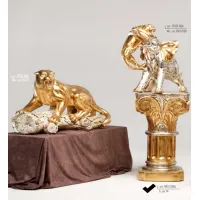 Zdjęcie Gustowna, ceramiczna kolumna w złocie i srebrze 74cm - Valle d'oro Patchi
