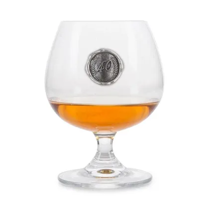 Zdjęcie Stylowy kieliszek do brandy z monogramem z liczbą urodzin – prezent na 40 urodziny dla niego lub dla niej