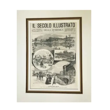 Zdjęcie Park Sempione w Mediolanie w 1895 r. Na podstawie ksylografii Illustrated Century of Sunday sporządzonej przez A. Bonamore