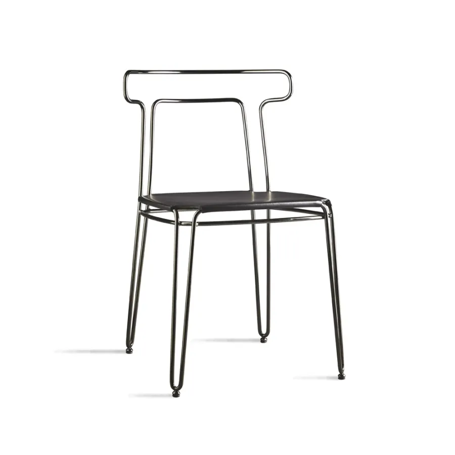 obrazek 1 Designerskie krzesło - rama z prętów stalowych, skórzane siedzisko - Colico