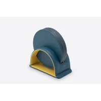 Zdjęcie Fantastyczny zestaw sześciu skórzanych podkładek w kolorze żółto-niebieskim - do jadalni