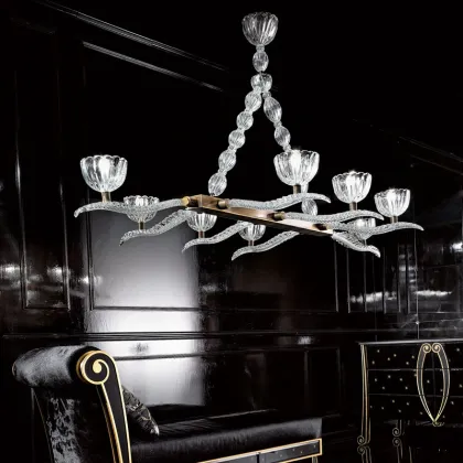 Zdjęcie Urodziwy żyrandol LD30/8 z weneckiego szkła i mosiądzu