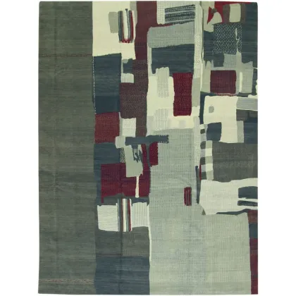 Picture Woollen carpet with a patchwork motif