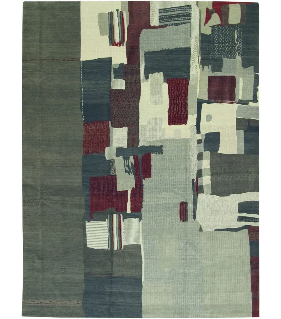 picture 1 Woollen carpet with a patchwork motif