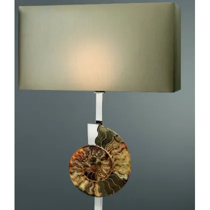 Zdjęcie Zjawiskowa lampa stołowa z mosiądzu niklowanego i amonitów