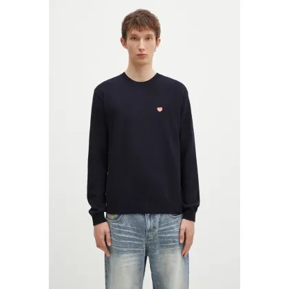 Zdjęcie Human Made sweter wełniany Heart Badge Knit męski kolor granatowy lekki HM28CS047