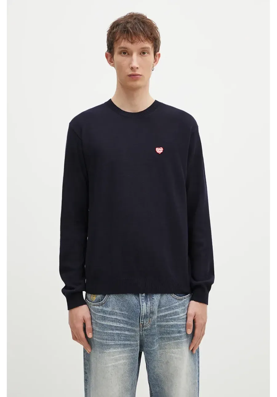 obrazek 1 Human Made sweter wełniany Heart Badge Knit męski kolor granatowy lekki HM28CS047
